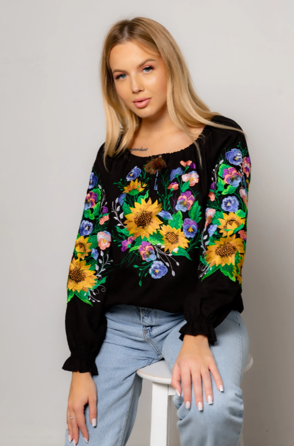 Ukrainian women's "Sunflower glory" embroidered blouse