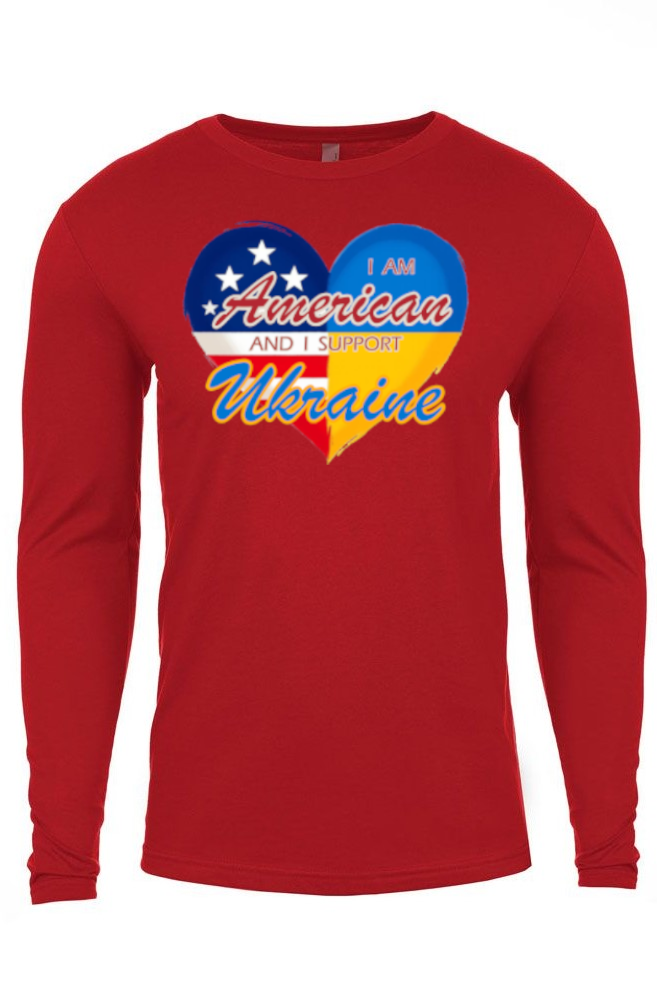 Adult long sleeve shirt "I am American and I support Ukraine"