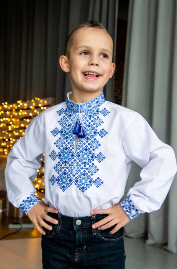 Boy's embroidered shirt "Marko" blue