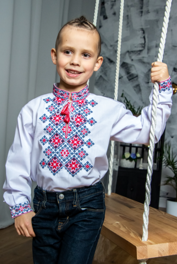 Boy's embroidered shirt "Marko" red