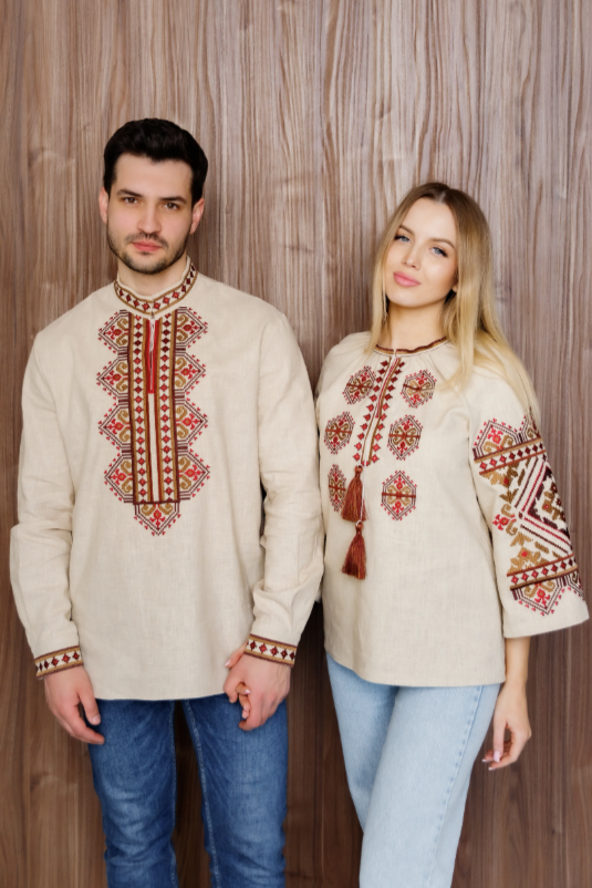 Ukrainian women's embroidered Eco blouse "Slava" Red