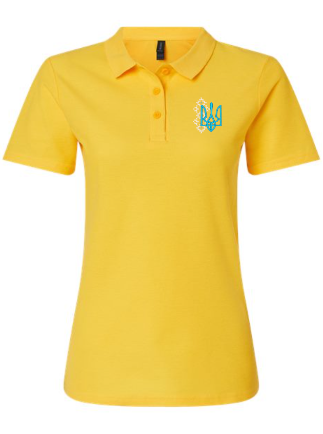 Women's polo shirt with Tryzub & cross-stitch embroidery