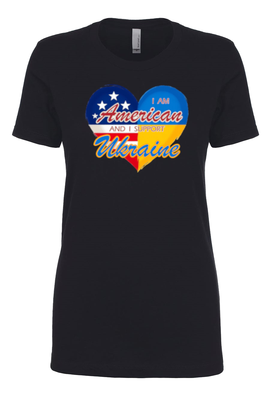 Female fit t-shirt "I am American and I support Ukraine"