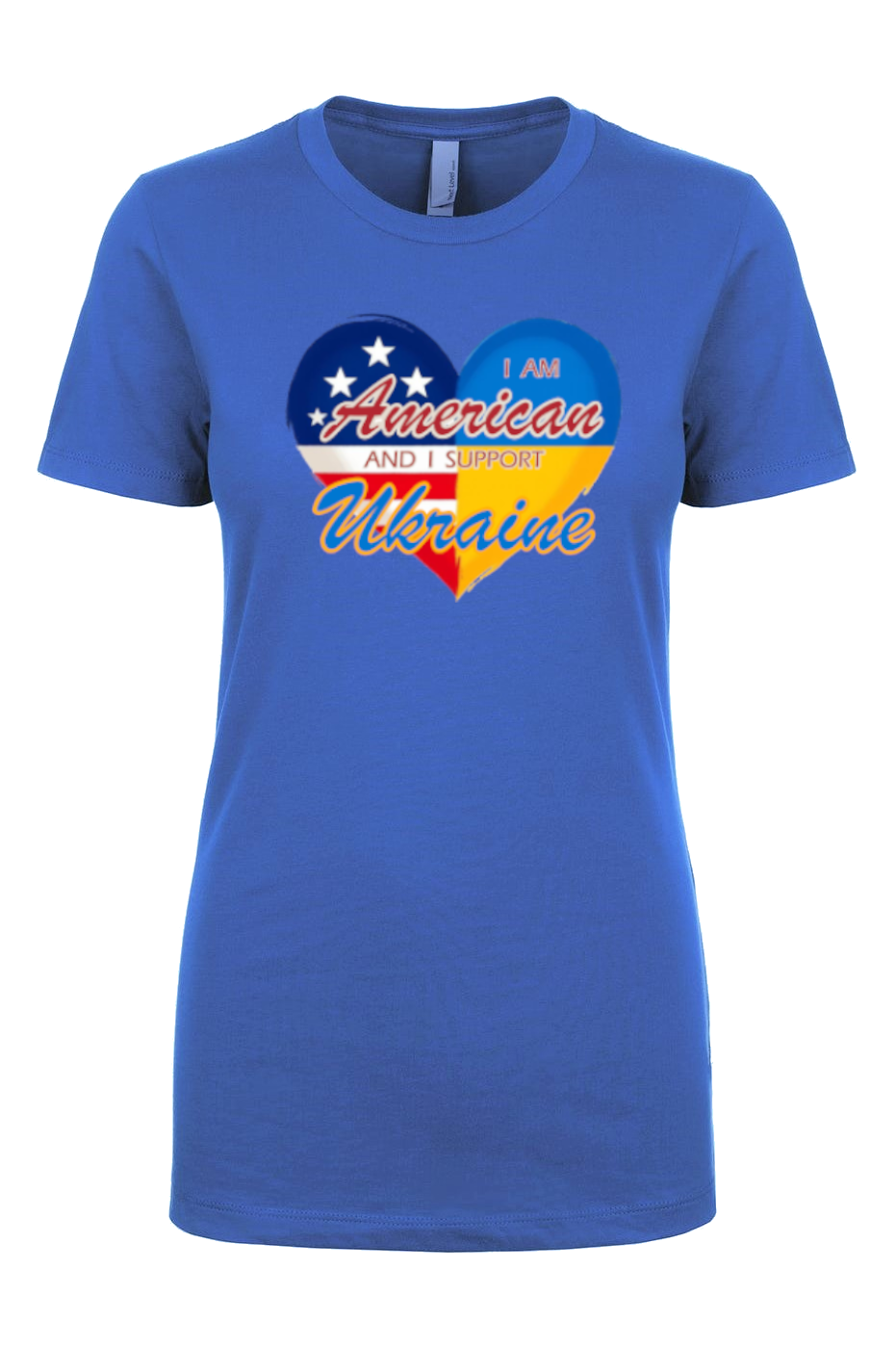 Female fit t-shirt "I am American and I support Ukraine"