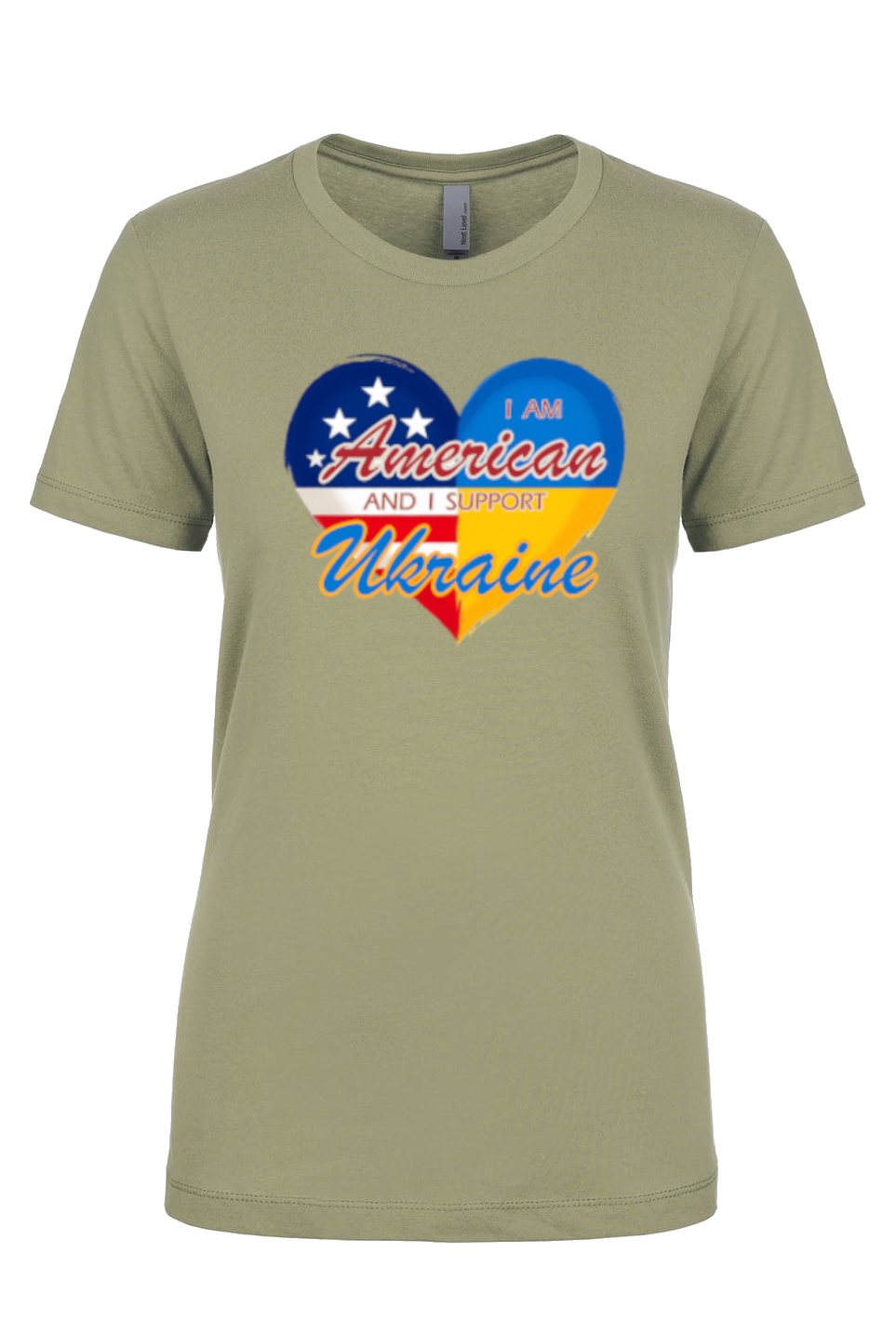 Female fit t-shirt "I am American and I support Ukraine"