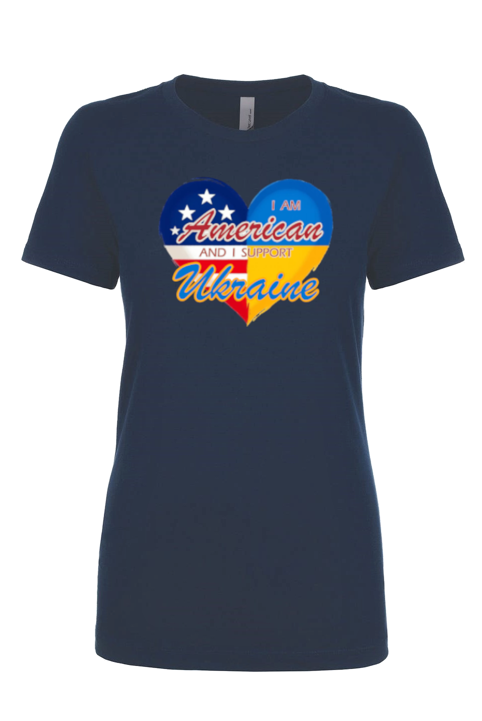 Female fit t-shirt "I am American and I support Ukraine"