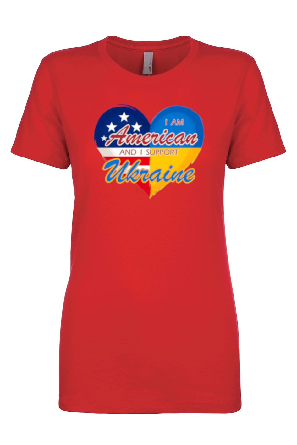 Female fit t-shirt "I am American and I support Ukraine"