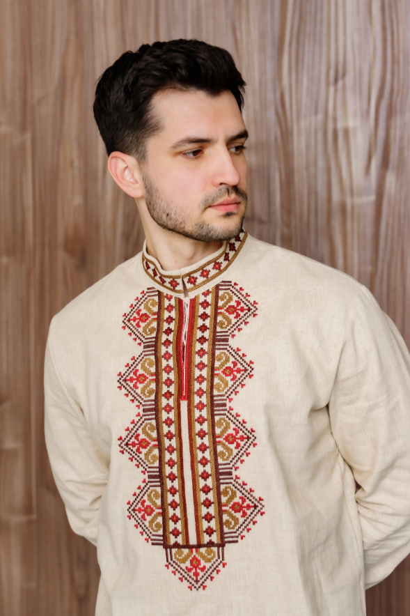 Ukrainian Men's Eco Vyshyvanka "Slava" Red