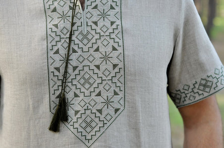Men's short sleeve linen Vyshyvanka