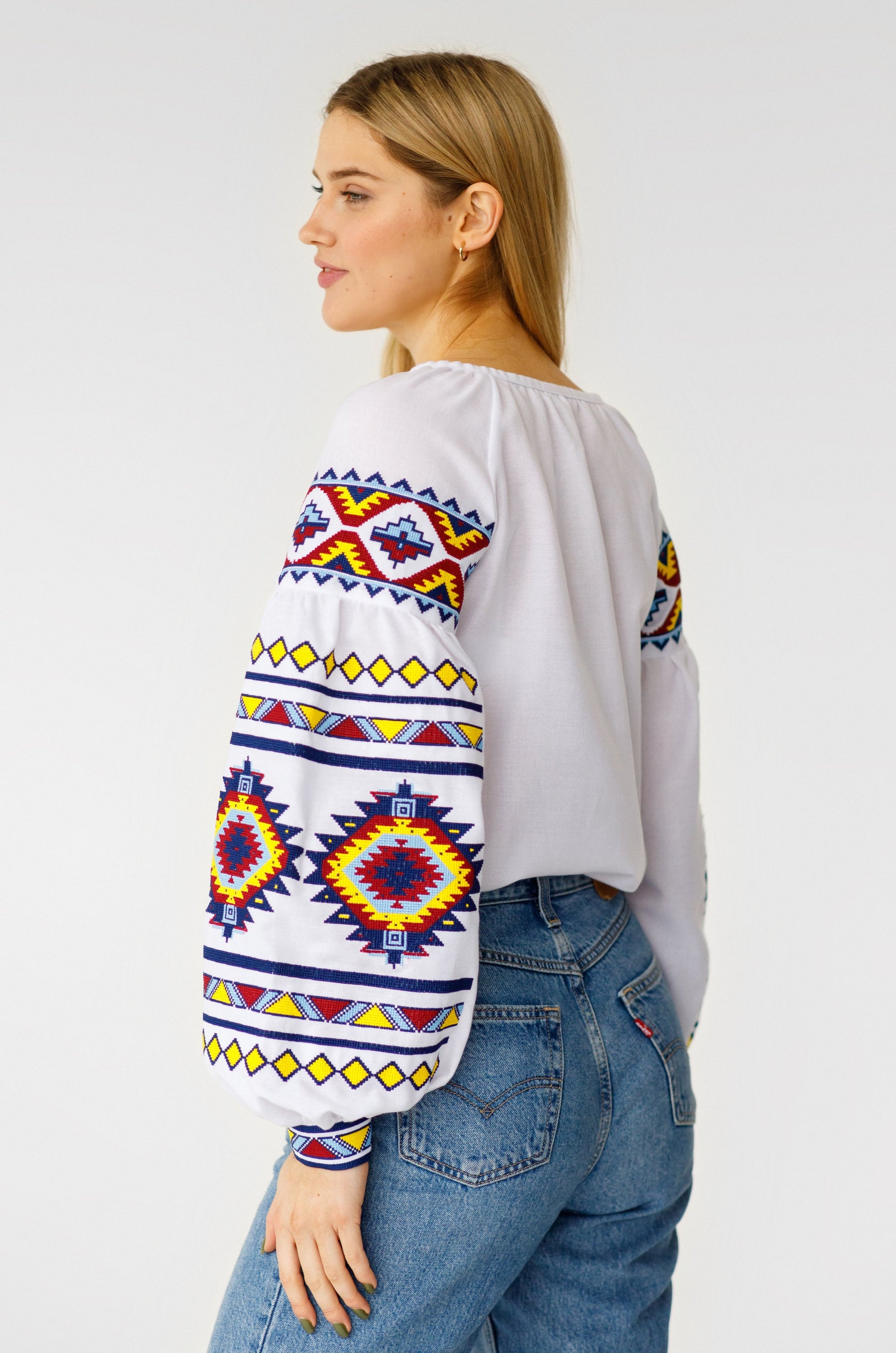 Ukrainian cotton blouse "Peremoha" Vibrant