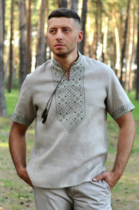 Men's short sleeve linen Vyshyvanka