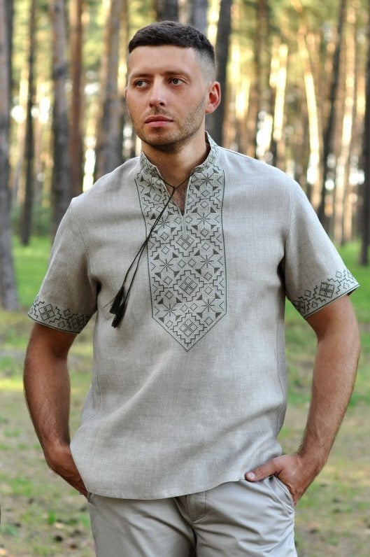 Men's short sleeve linen Vyshyvanka
